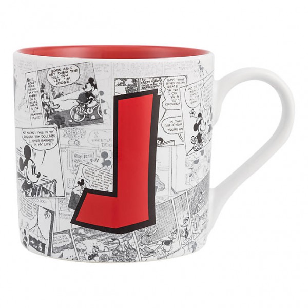 Mickey Mouse Comic-Style Print Mug with Letter J